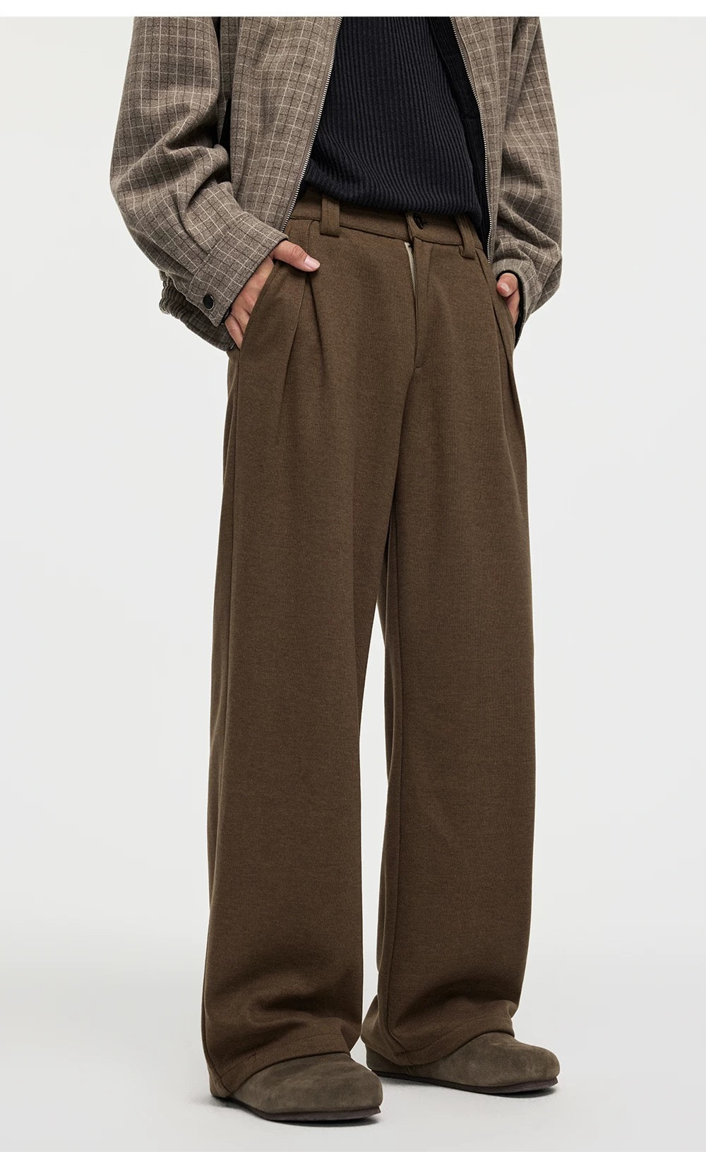 Men’s Wool Blend Straight-Leg Trousers – Soft Warm Casual Pants B0057