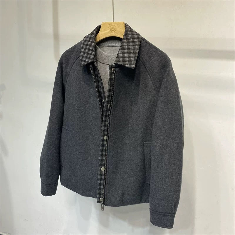 Chaqueta acolchada holgada de lana de oveja para hombre T0247