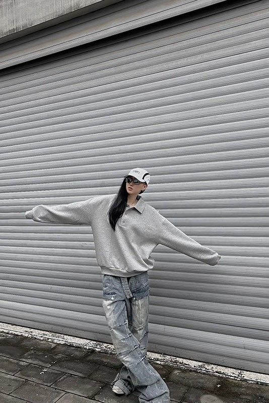 [FLAT ROOM] BOX FIT POLO SWEATSHIRT S0212