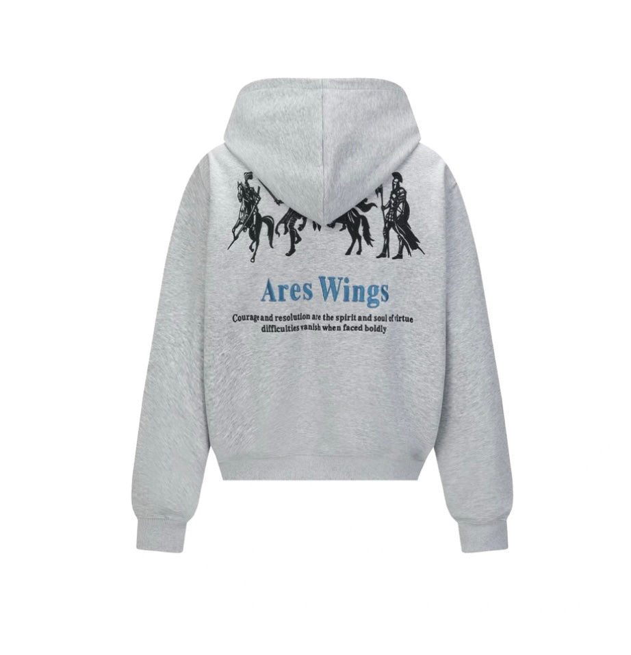 Men’s Embroidered Warhorse Hoodie – American Retro Street Pullover Sweatshirt S0046