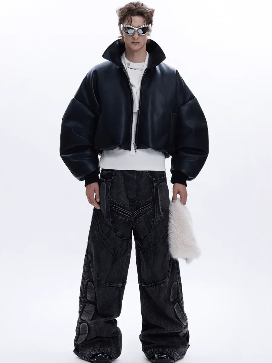 COTTON LEATHER JACKET T0090