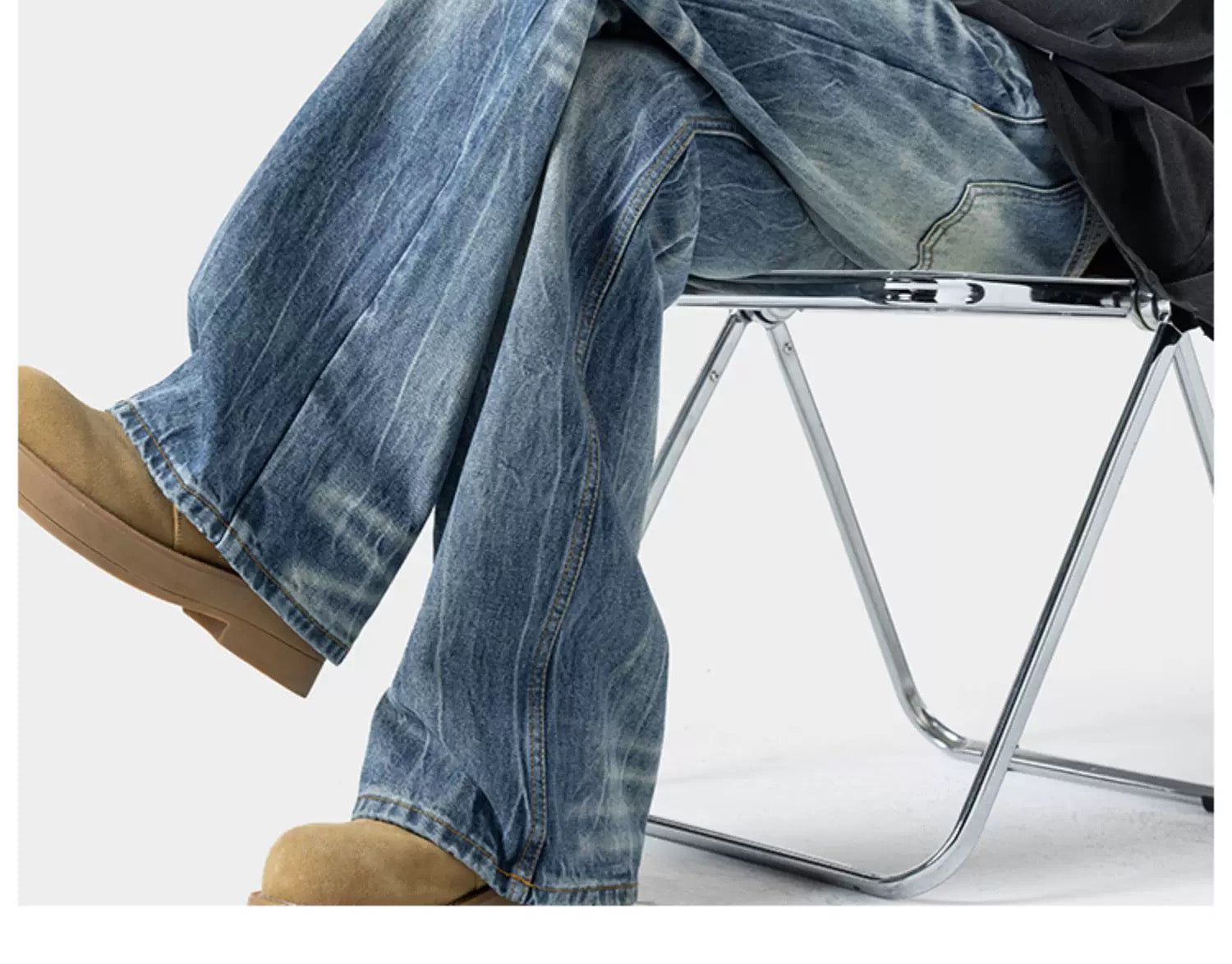 Men’s Lightning Flare Jeans – American Retro Street Denim Pants B0076