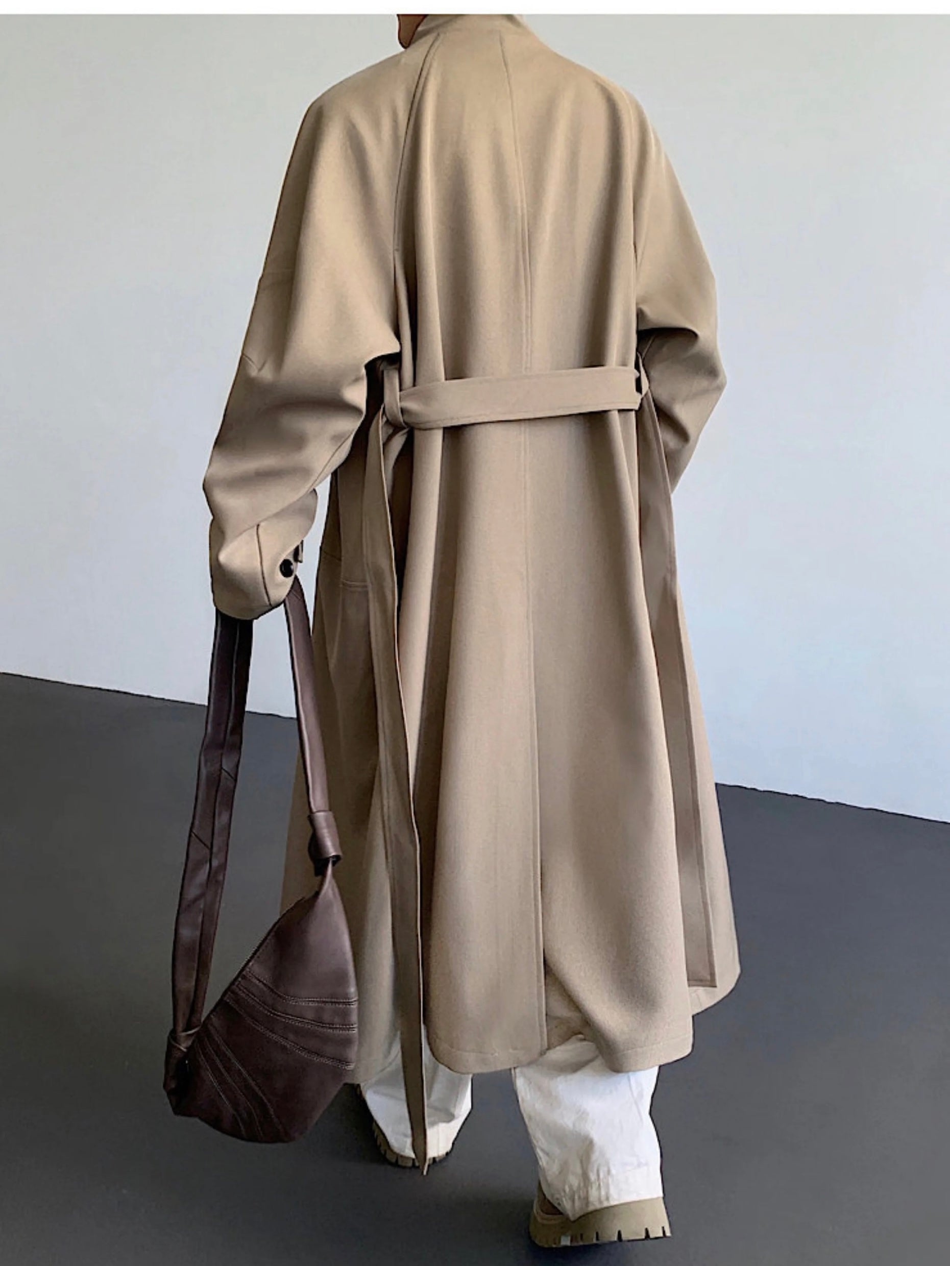 Gabardina larga vintage británica para hombre T0248