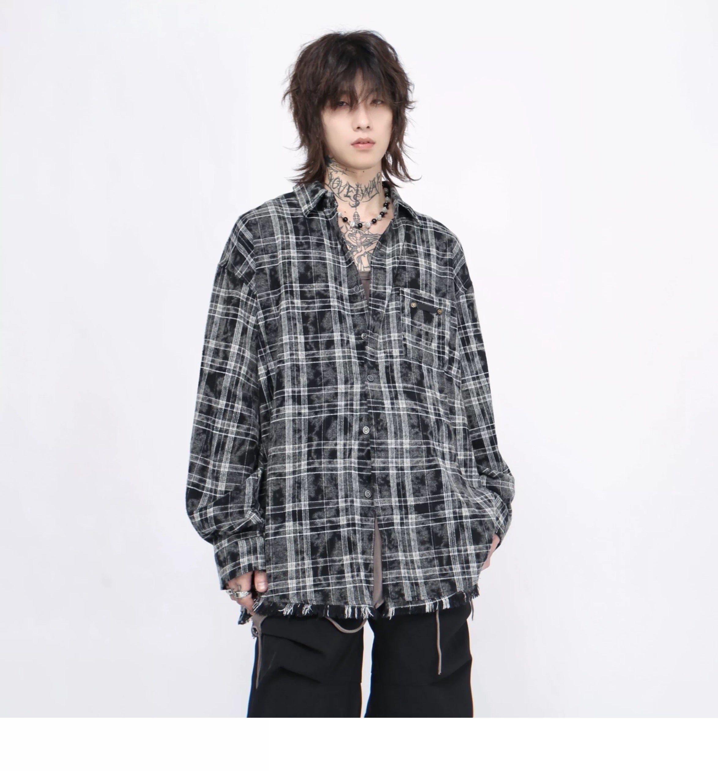 Men’s Plaid Overshirt Jacket – American Casual Vintage Streetwear Outerwear S0052