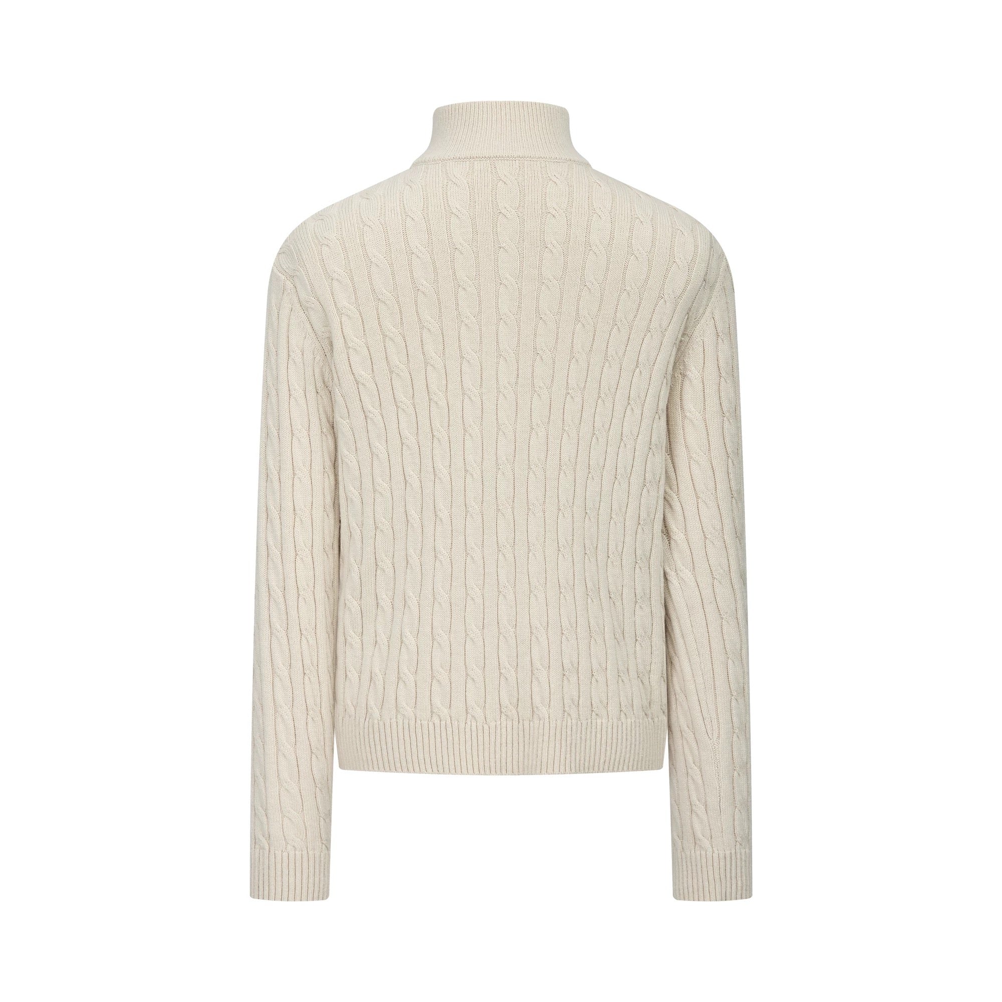[FLAT ROOM] CABLE KNIT HALF-ZIP WOOL SWEATER S0187