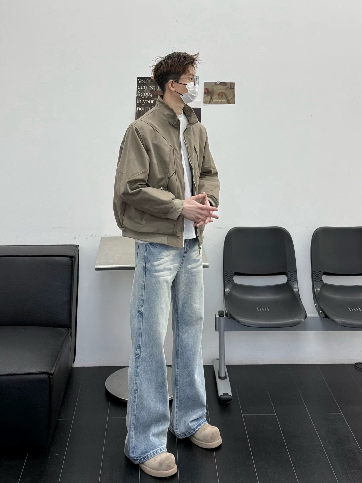 Men’s Stand Collar Jacket – Minimal Clean Fit Streetwear Outerwear T0166