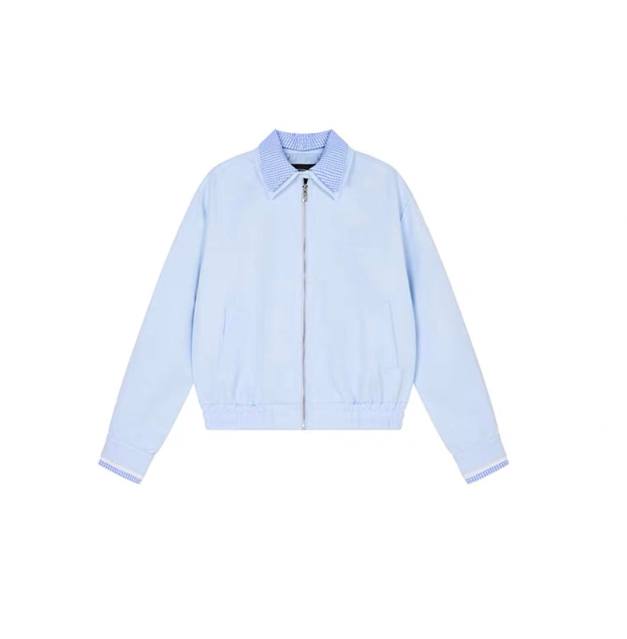 Men’s Vintage Plaid Patchwork Collar Jacket – Retro Short Street Outerwear T0062