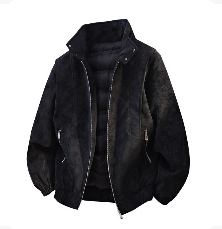 American Retro Leather Down Jacket for Men f0500