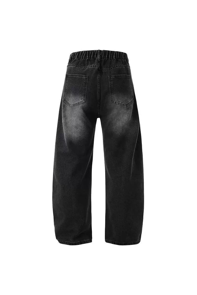 Men’s Retro Arc Panel Loose-Fit Denim Jeans B0037