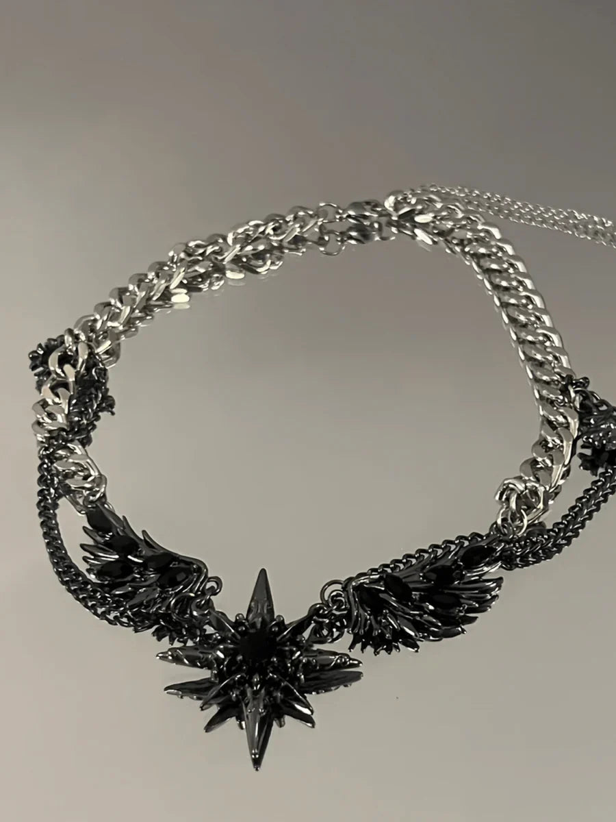 [CHEALIMPID] DARKGEMSTONE DIAMONDS WINGS DESIGN NECKLACE A0063