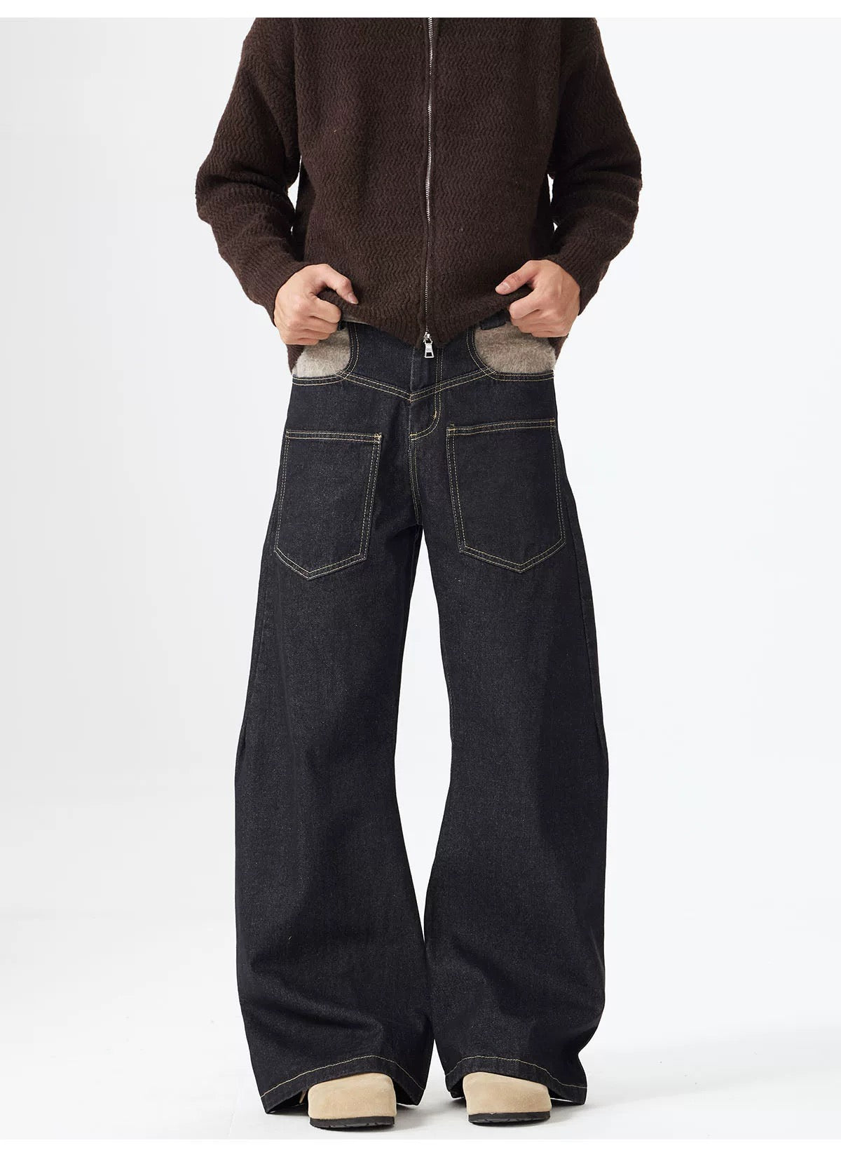 Vaqueros rectos para hombre – Pantalones clásicos de estilo urbano americano vintage B0046