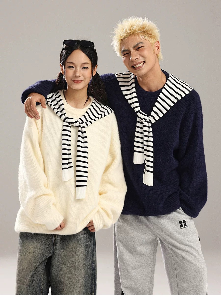 Suéter de punto estilo americano relajado para hombre S0023