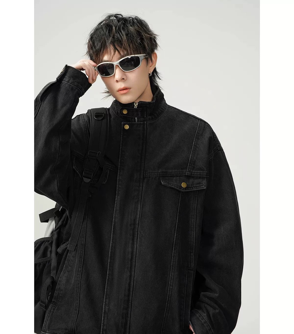 Men’s Vintage Washed Denim Jacket – American Retro Distressed Streetwear Outerwear T0046