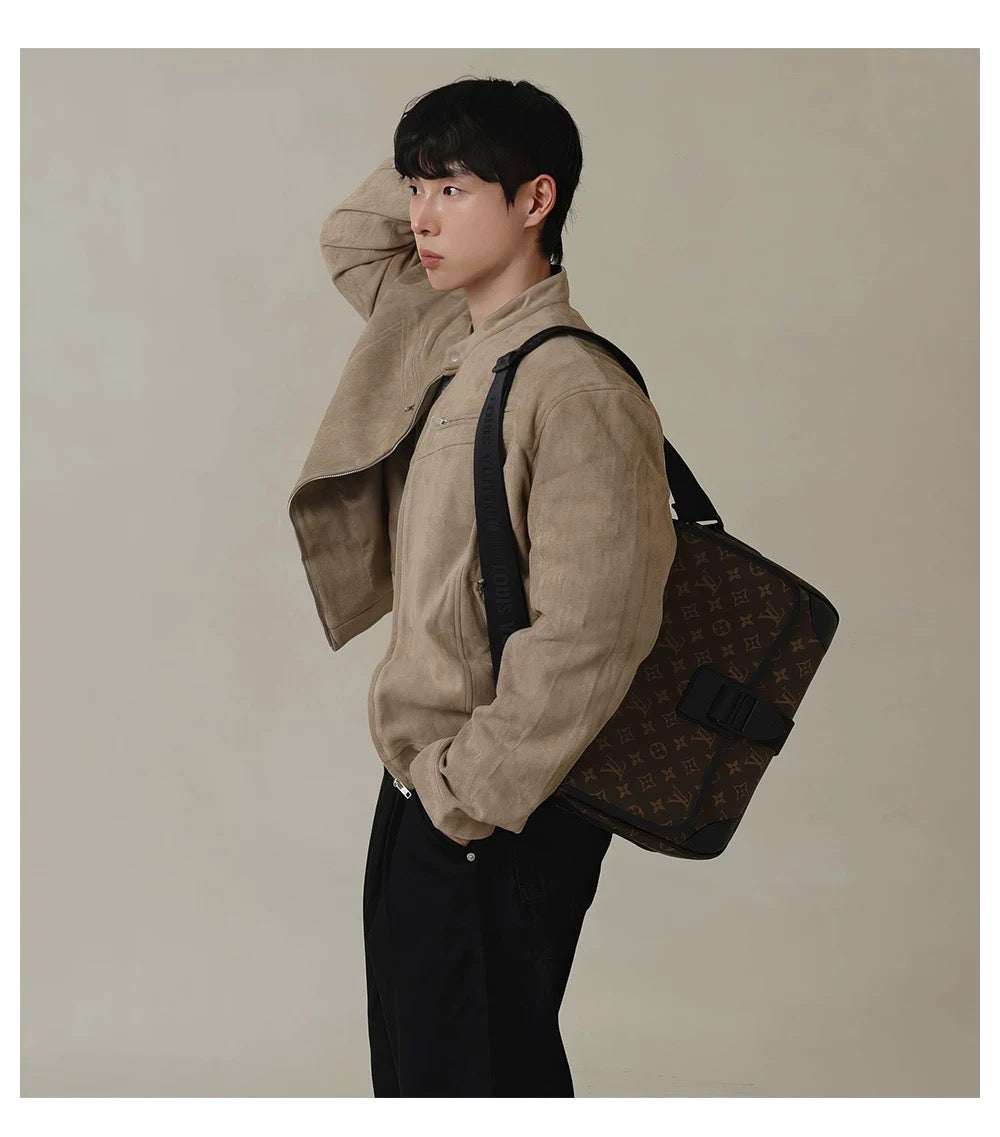 American Stand Collar Jacket – Vintage Streetwear Short Coat for Men T0033