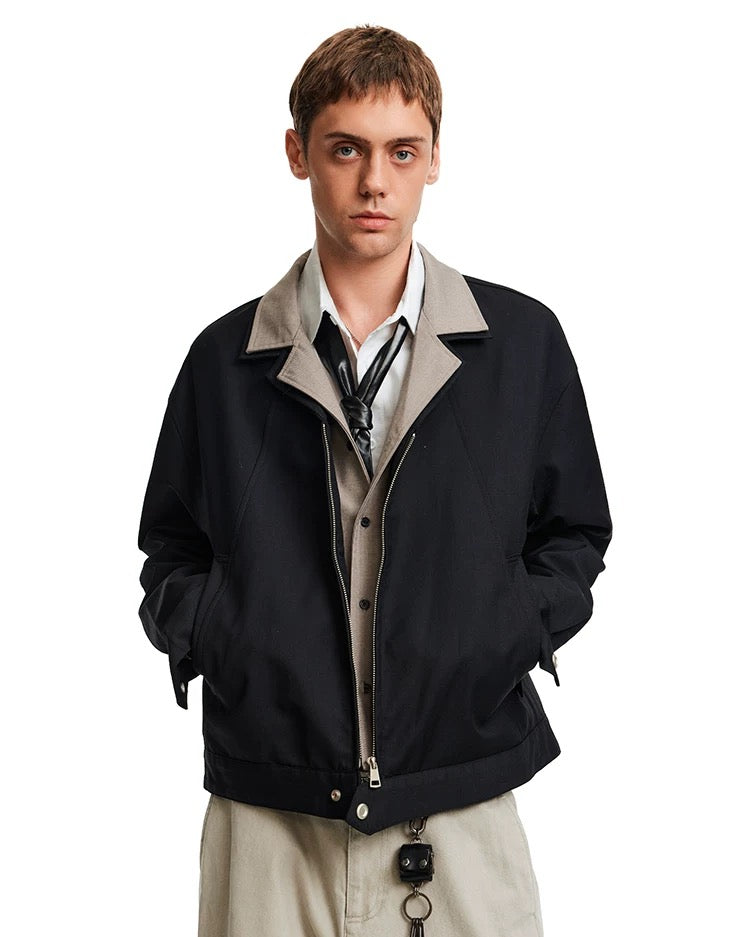 Men’s Deconstructed Layered Jacket – Vintage Minimal Street Outerwear T0058