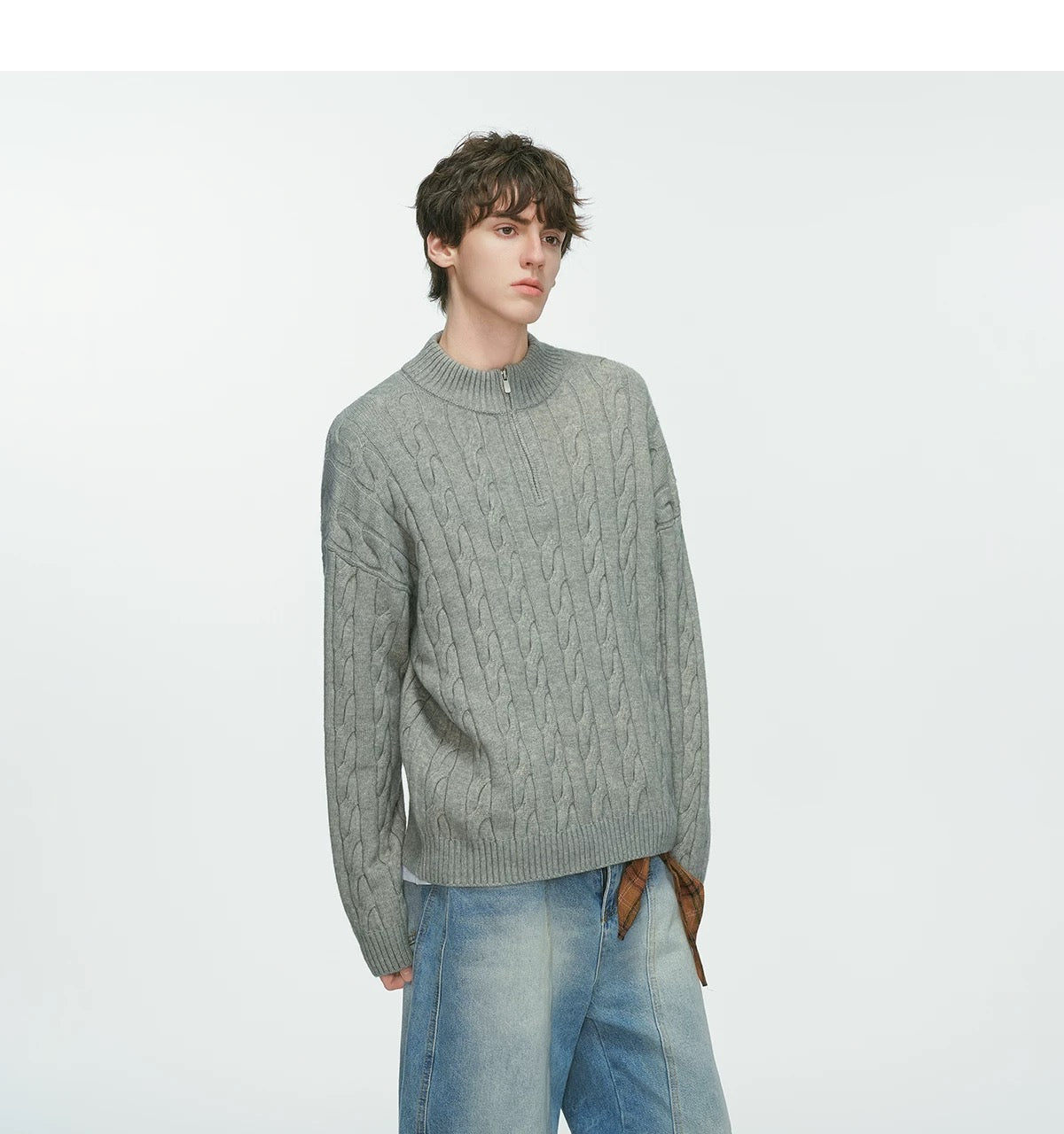 Men’s Old Money Half-Zip Cable Knit Sweater – Vintage Preppy Pullover Knitwear S0048