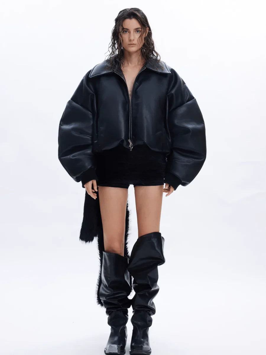 COTTON LEATHER JACKET T0090