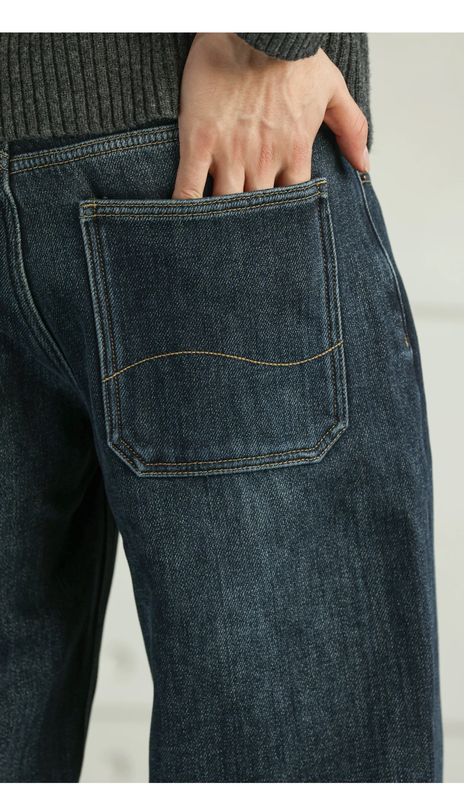 Vaqueros retro americanos de mezclilla cruda para hombre B0032