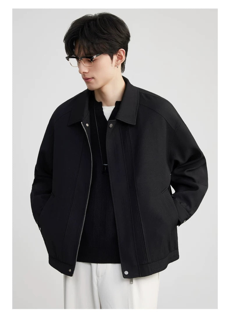 Men’s American Business Collar Jacket – Modern Retro Minimal Street Outerwear T0063