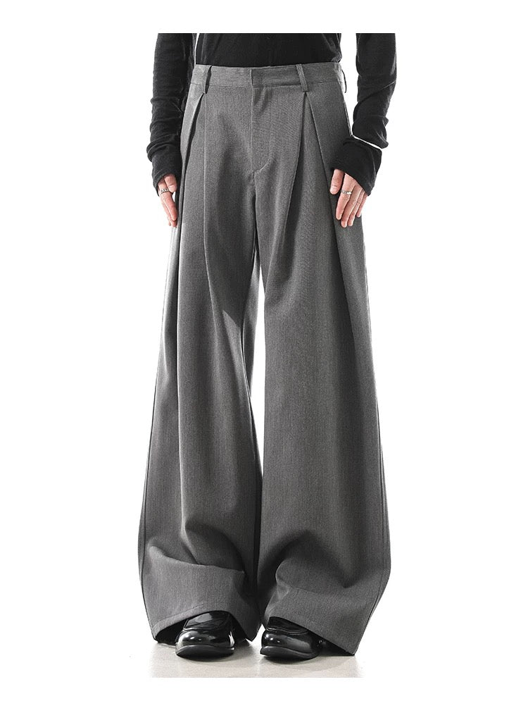 Structured Drape Suit Trousers – High-Street Minimalist Straight-Leg Pants B0041