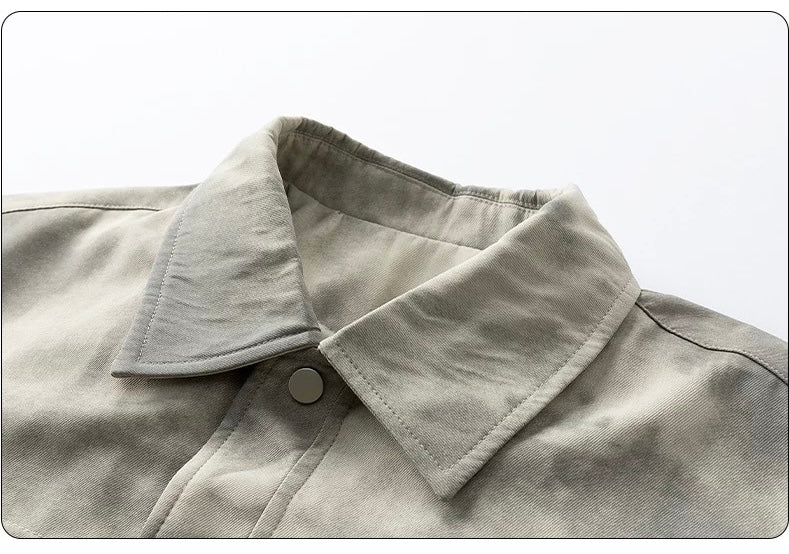 Chaqueta vintage lavada con efecto sucio para hombre – Ropa de calle retro americana T0087