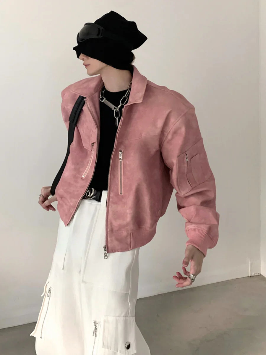 WASHED FROSTED LEATHER JACKETT0108