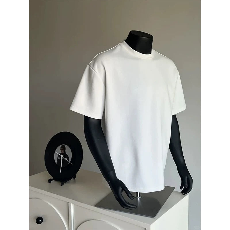 Camiseta blanca con hombros estructurados para hombre – Camiseta minimalista americana S0051