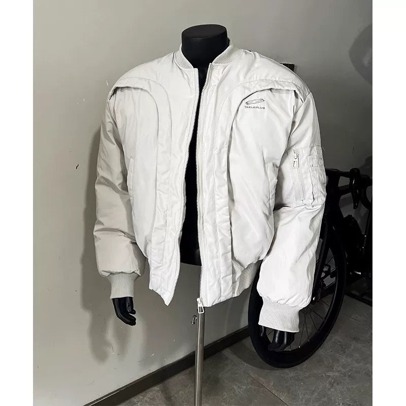 Men’s Deconstructed Bomber Jacket – American Retro High-Street Flight Outerwear T0145