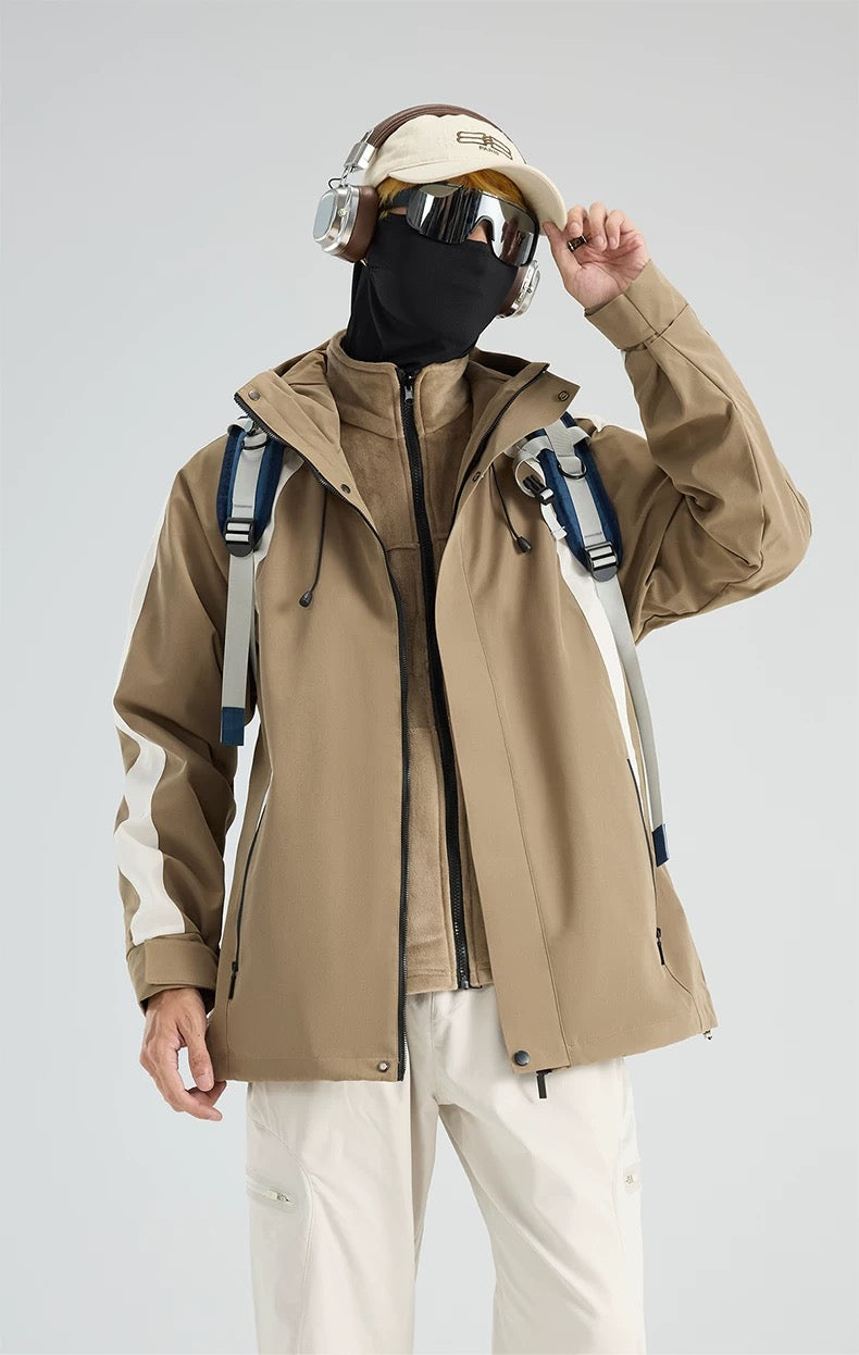 Men’s & Women’s 3-in-1 Outdoor Jacket – Waterproof Windproof Couple Shell Coat T0041