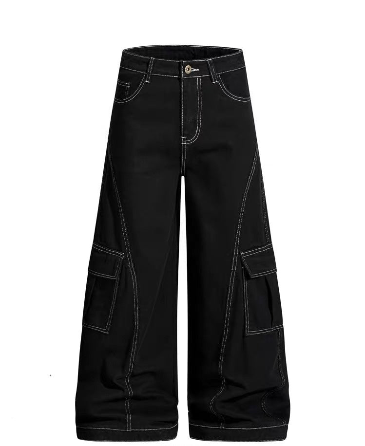 American Curved Wide-Leg Streetwear Trousers B0085