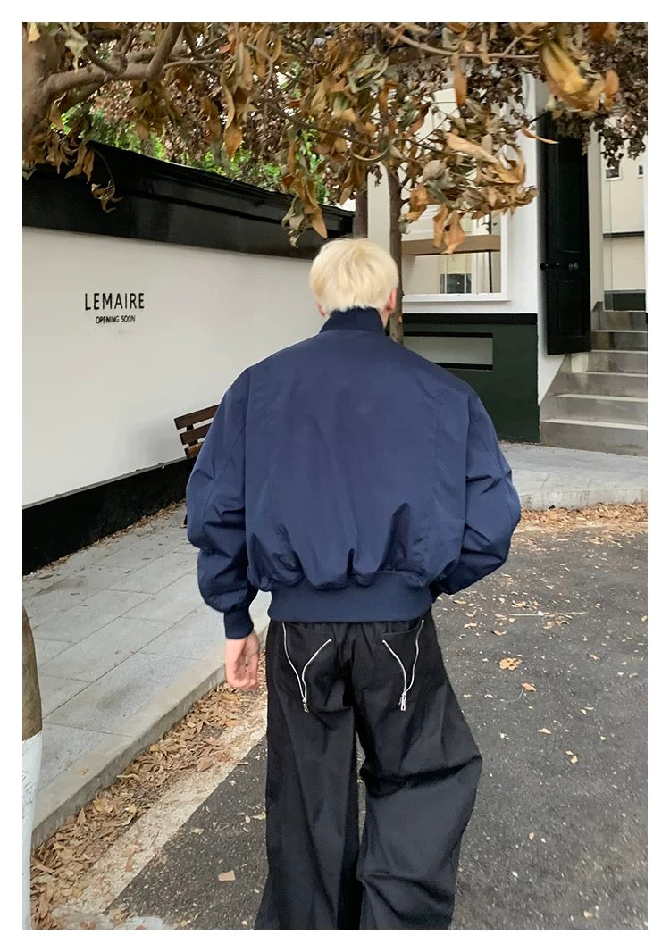 Men’s Short Padded Bomber Jacket – American Retro Street Winter Coat T0054