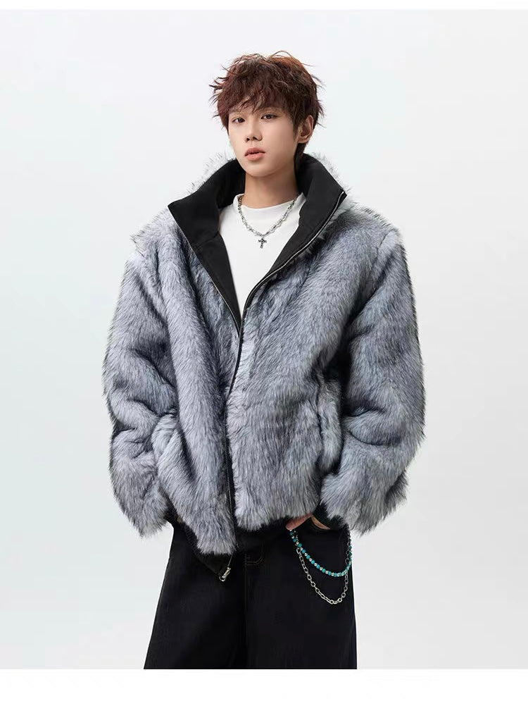 Chaqueta de invierno de felpa con cuello alto para hombre T0020