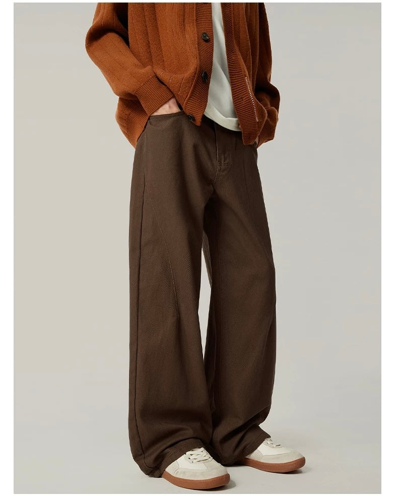 Men’s Loose Straight Wide-Leg Pants – American Minimalist Streetwear Trousers B0082