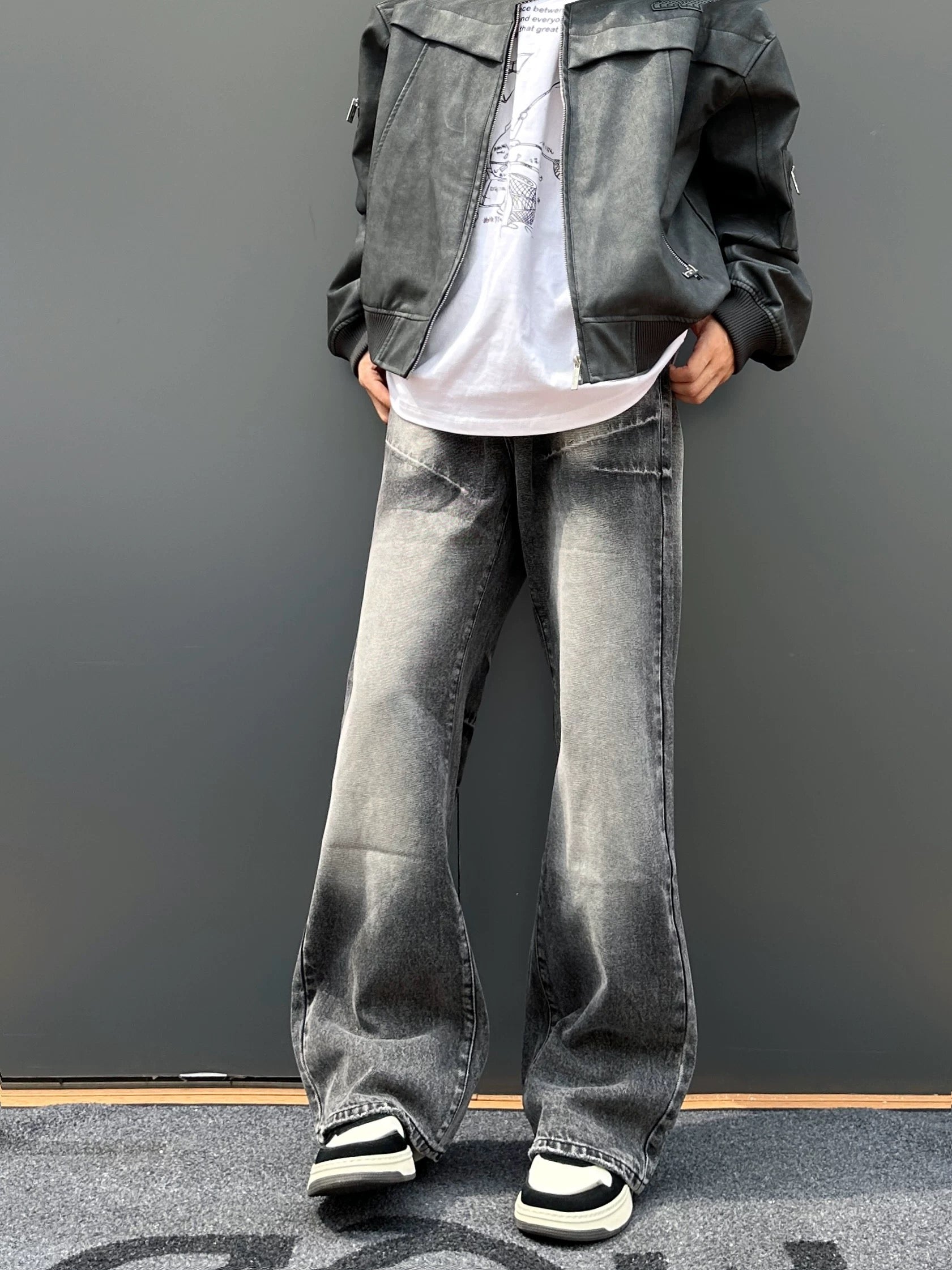 Men’s Vintage American Wide-Leg Straight Jeans – Retro High Street Denim Pants B0052