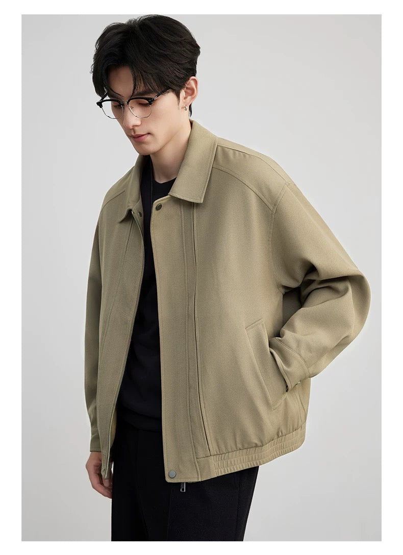 Men’s American Business Collar Jacket – Modern Retro Minimal Street Outerwear T0063