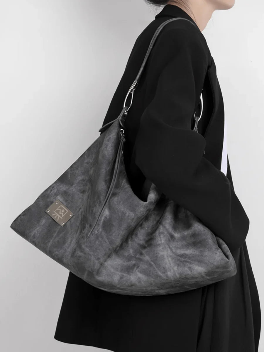 [LUCKYSTUDIO]LARGE SOFT LEATHER SHOULDER CROSSBODY BAG A0038