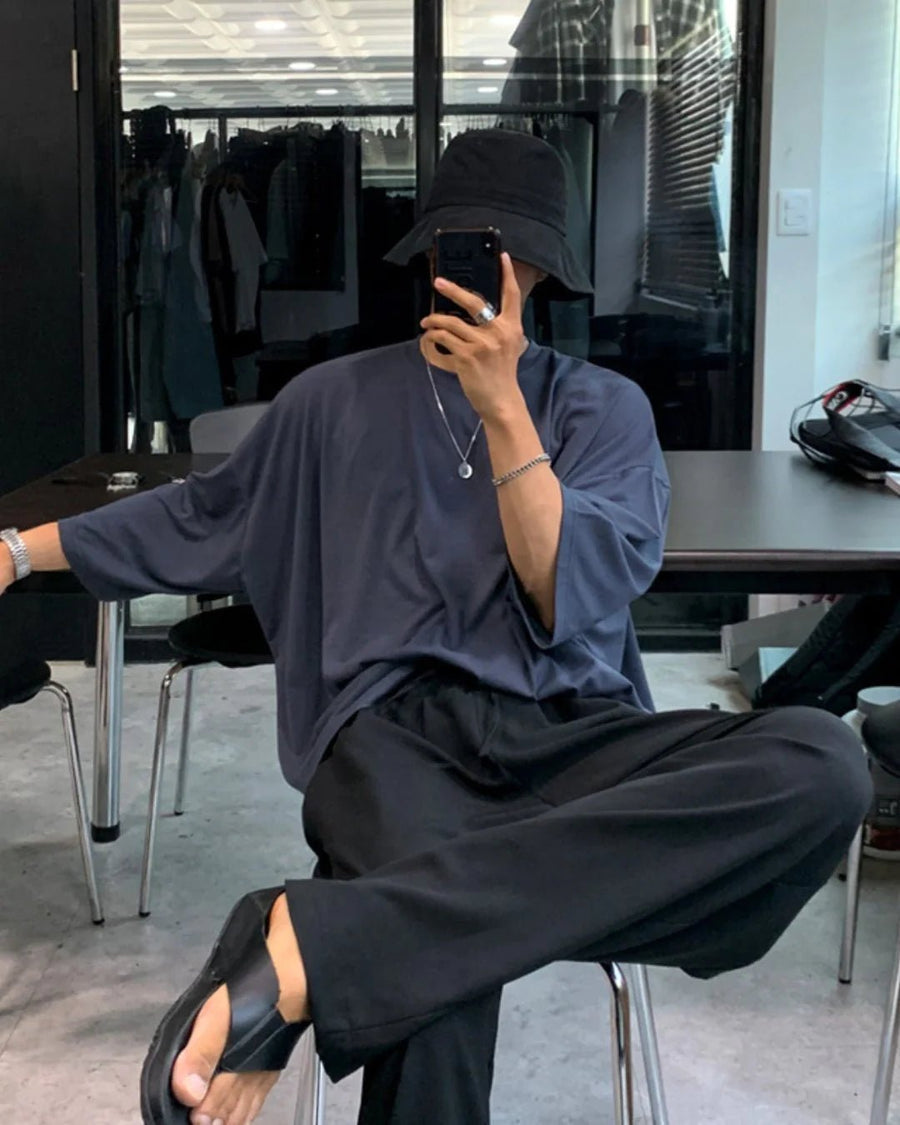 [MRCYC] COTTON LOOSE ROUND NECK HALF-SLEEVED T-SHIRT J0092