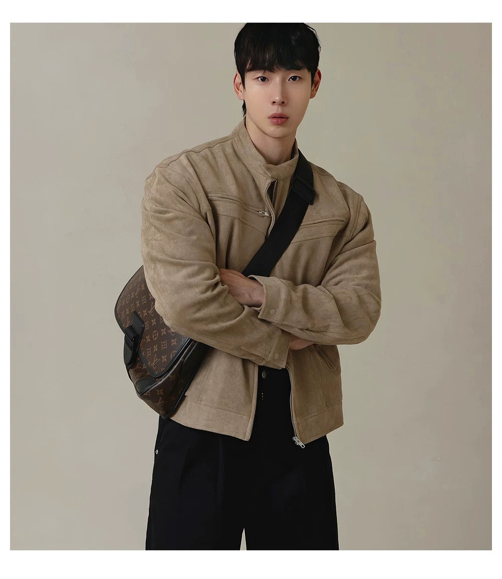 American Stand Collar Jacket – Vintage Streetwear Short Coat for Men T0033