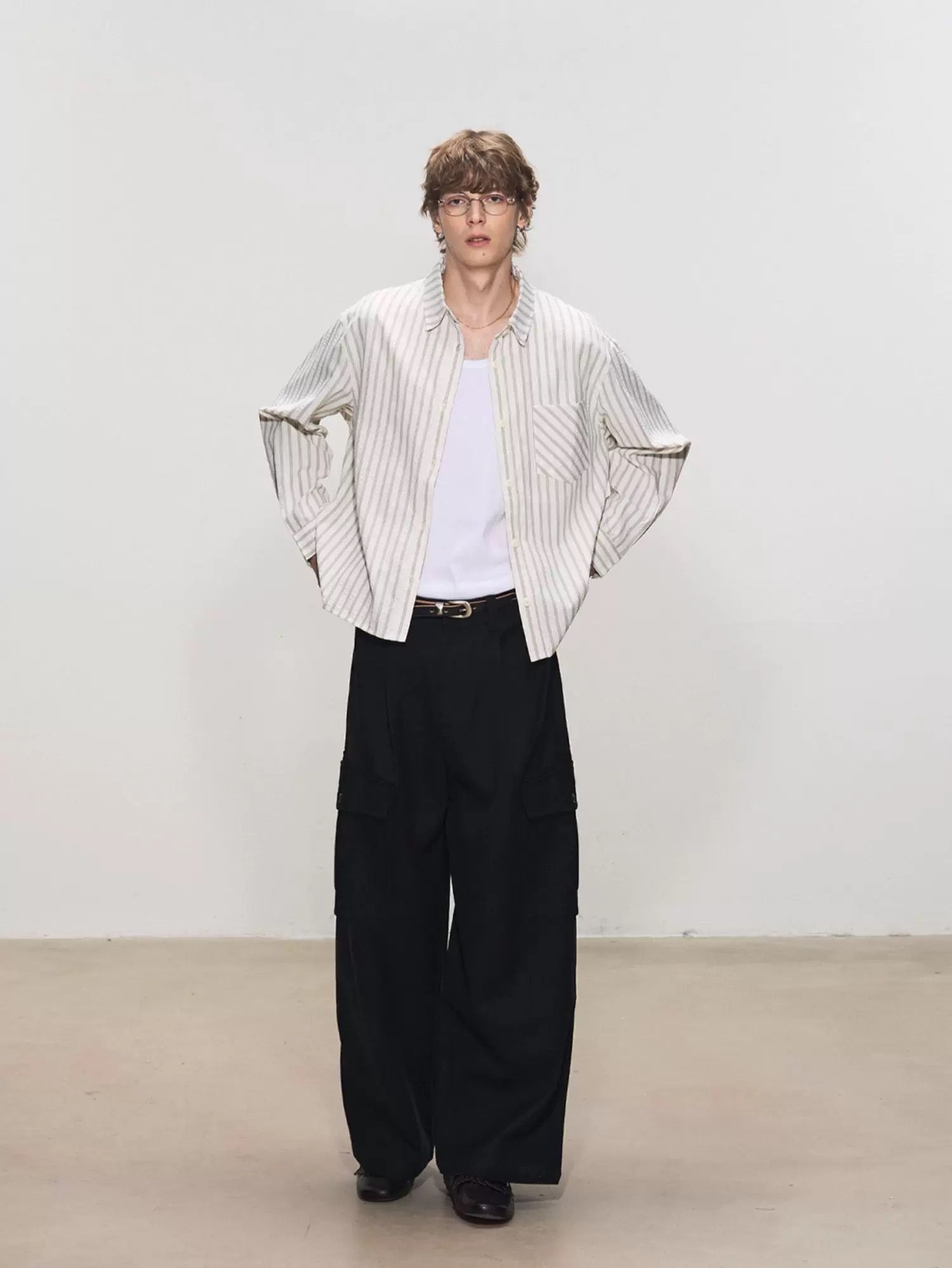 Striped Seersucker Shirt – American Vintage Textured Casual Shirt for Men S0028