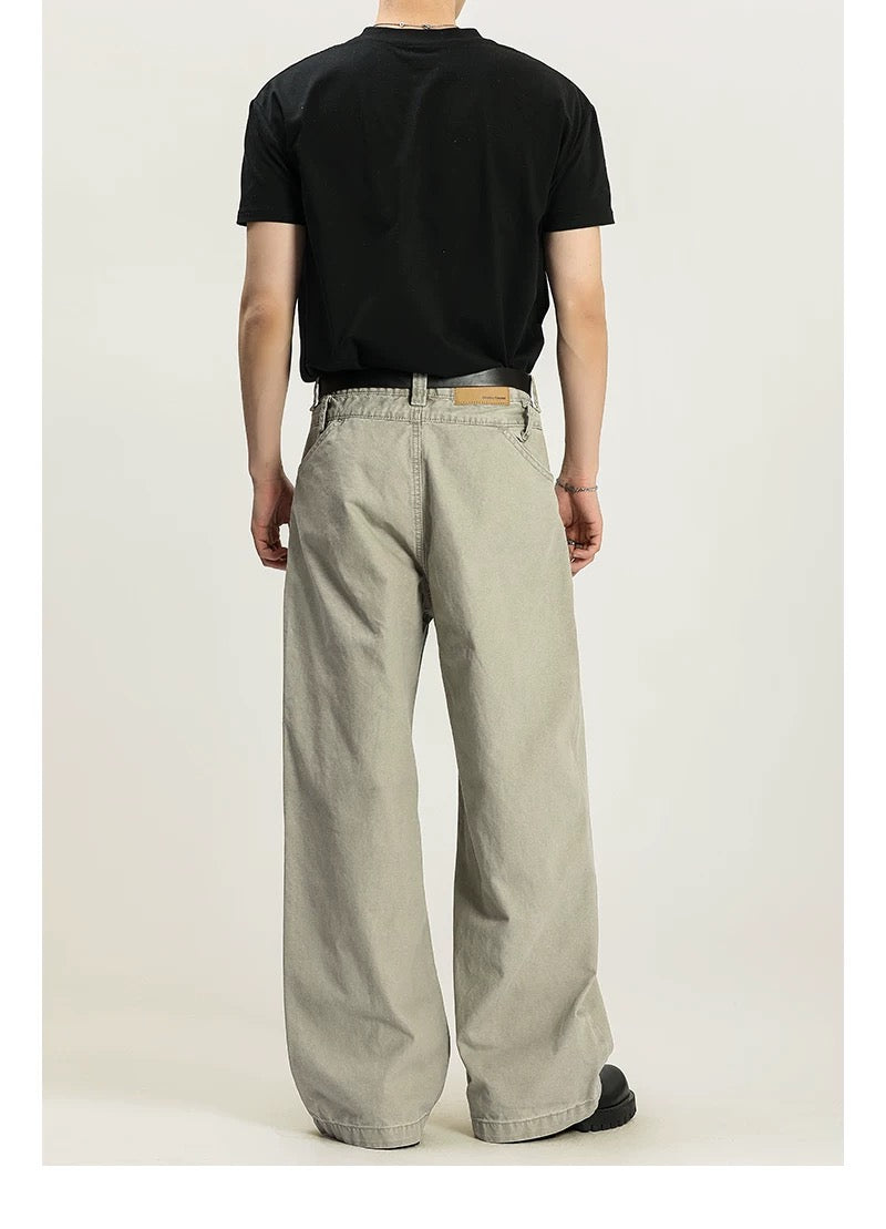Men’s Vintage American Straight-Leg Cargo Pants – Retro Utility Streetwear Trousers B0045