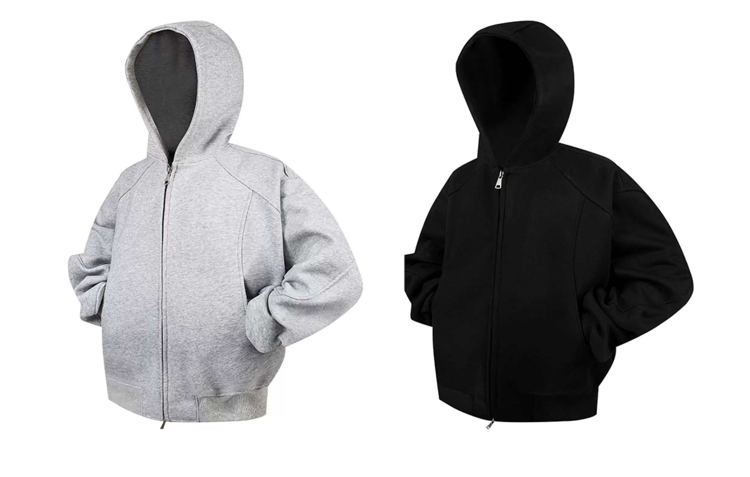 Men’s Cropped Zip-Up Hoodie – American Street Minimal Short Hoodie Jacket S0047