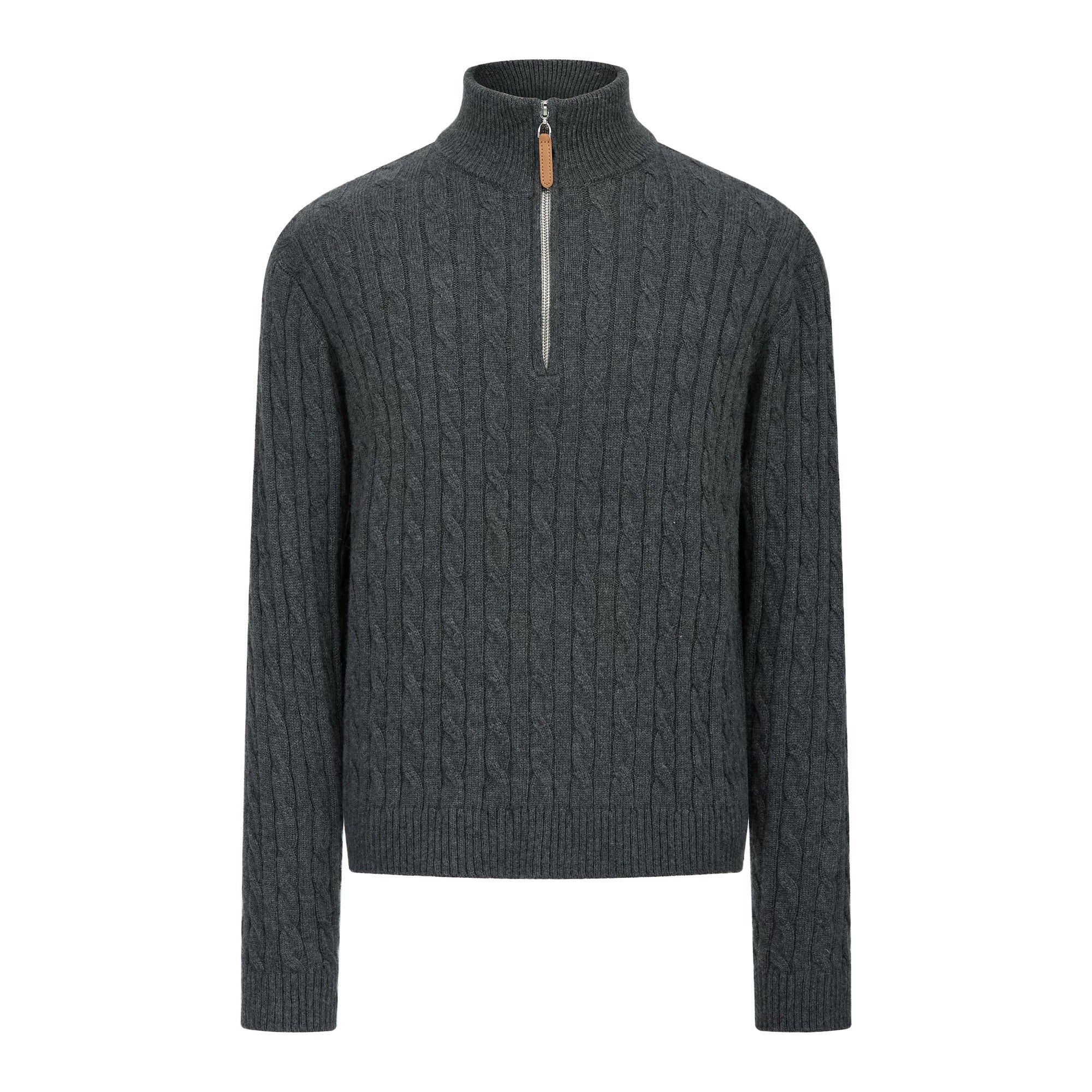[FLAT ROOM] CABLE KNIT HALF-ZIP WOOL SWEATER S0187