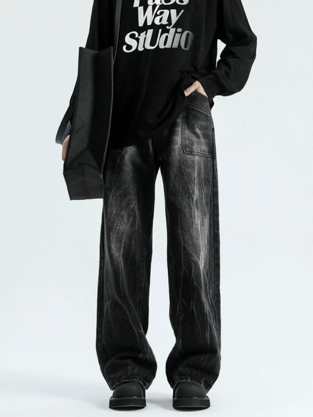 Vaqueros de calle americanos: pantalones holgados vintage B0039