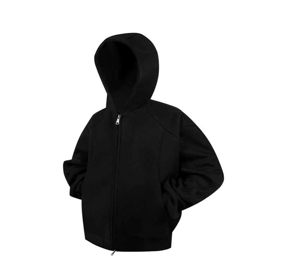 Men’s Cropped Zip-Up Hoodie – American Street Minimal Short Hoodie Jacket S0047