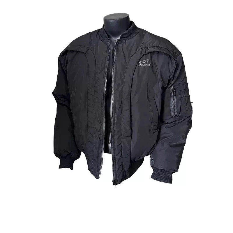 Men’s Deconstructed Bomber Jacket – American Retro High-Street Flight Outerwear T0145