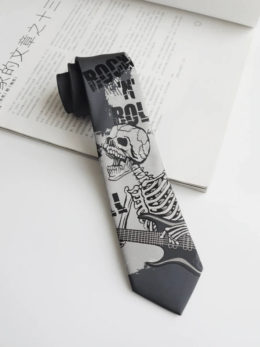 DARK GRAY SKULL TIE TREND A0037