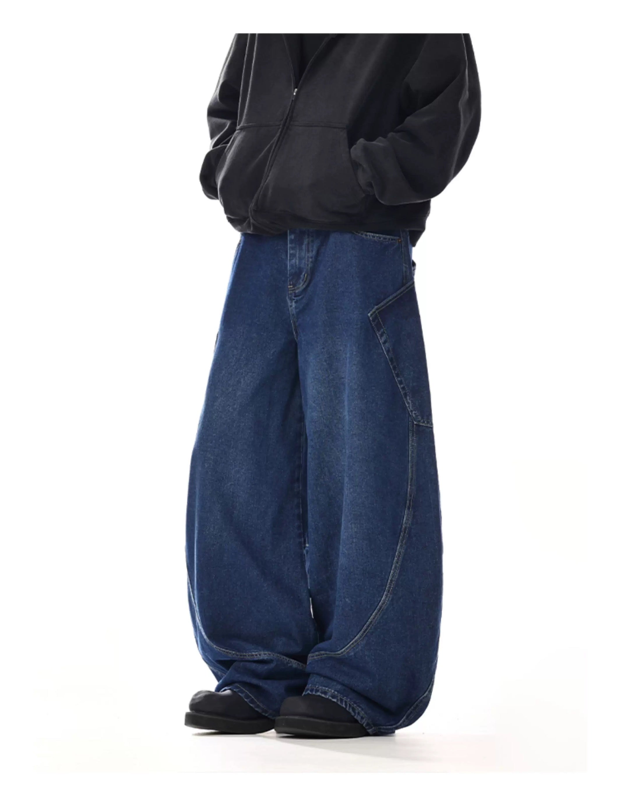 Vaqueros vintage americanos multibolsillos: pantalones vaqueros holgados de trabajo urbanos B0060