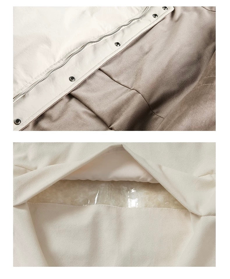 Men’s White Duck Down Stand Collar Puffer Jacket – Minimal Warm Winter Outerwear T0140