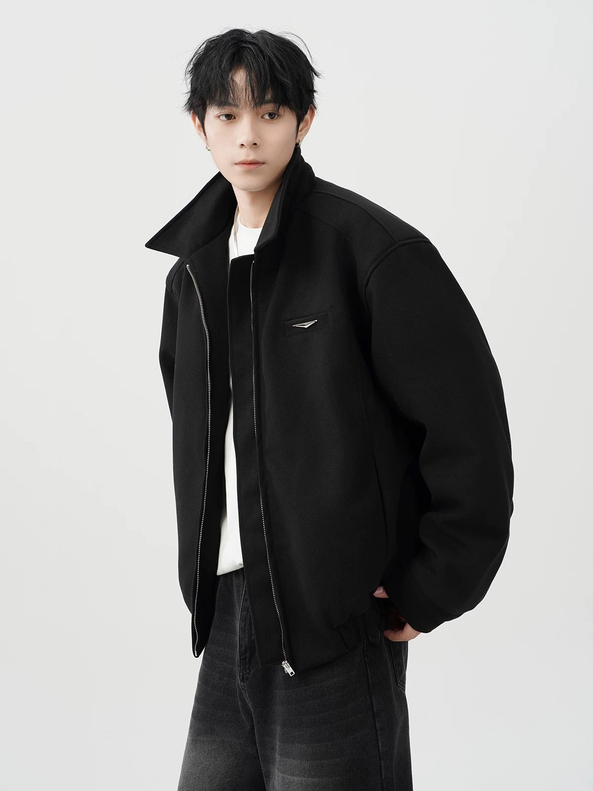 Chaqueta acolchada vintage americana – Abrigo retro de algodón con cuello vuelto para hombre T0022