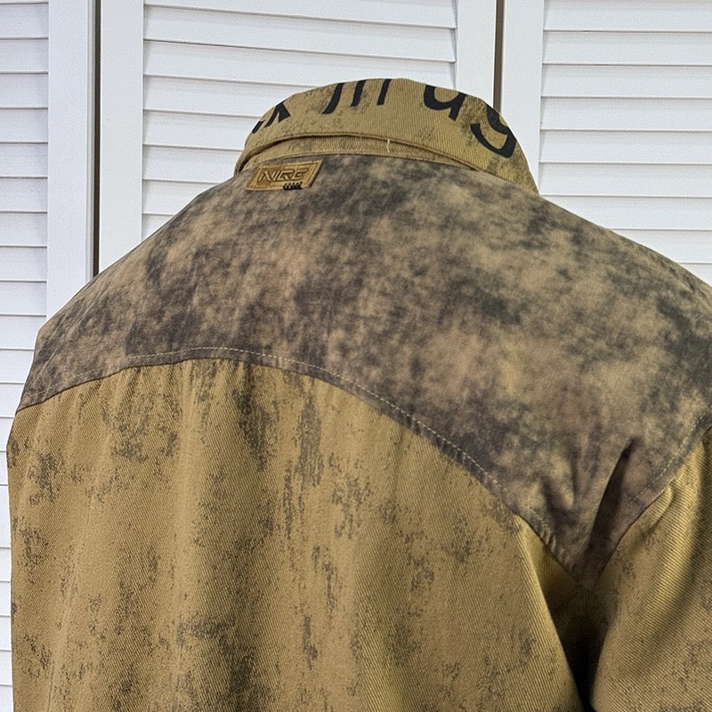 Men’s Vintage American Paint-Splatter Workwear Jacket – Distressed Retro Street Style Outerwear T0040
